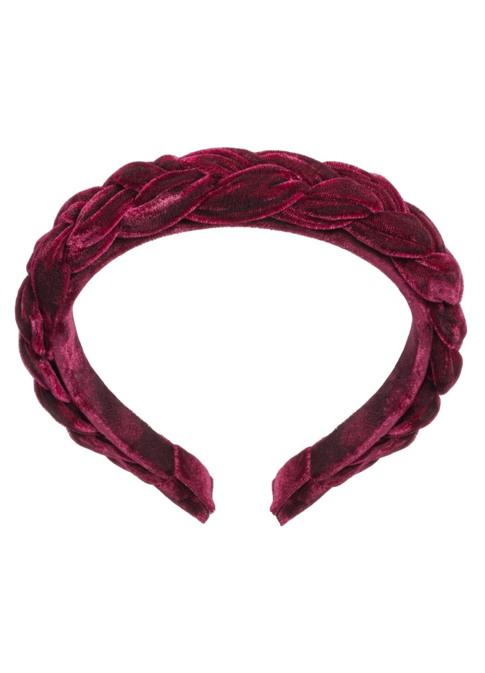 Hairband braided Silk Velvet Bordeaux