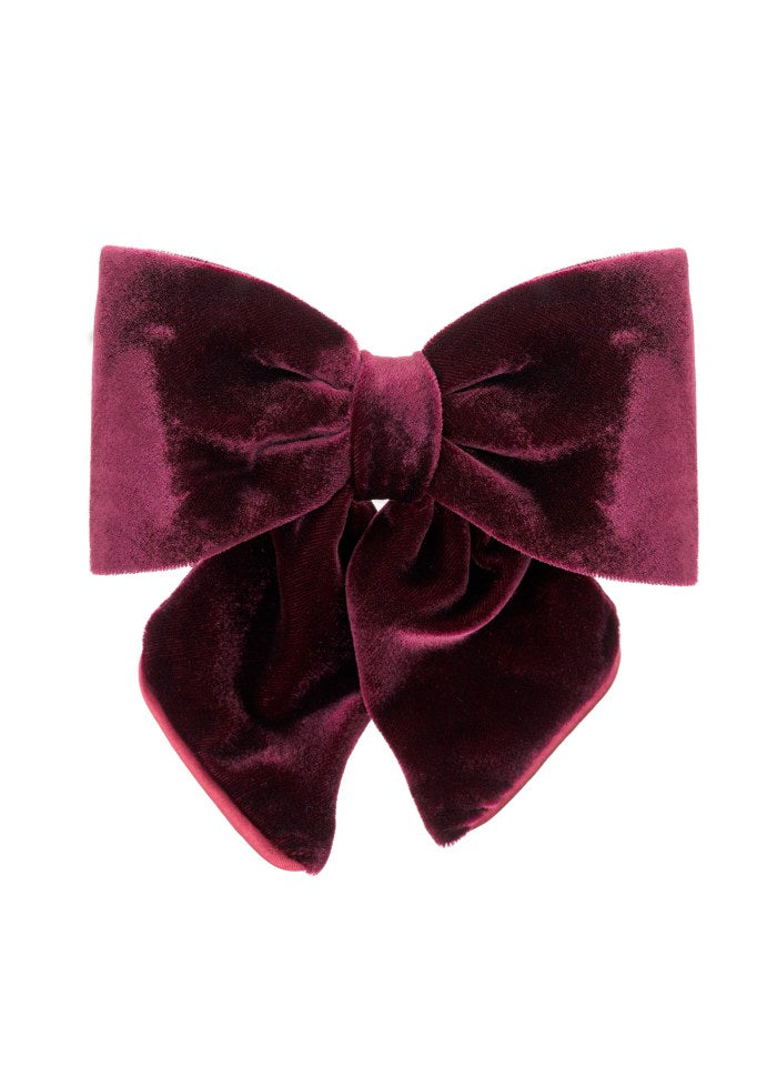 Luxury Bow Silk Velvet Bordeaux