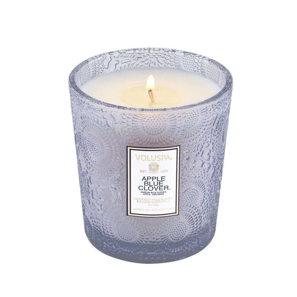 Boxed candle 60t Apple blue clover