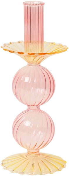 Glass lysestake, rosa/gul