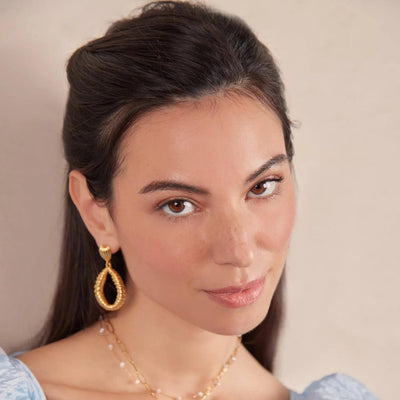 Statement Scallop Open Drop Earrings Gold
