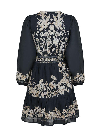 Dorna Printed Voile Dress Navy