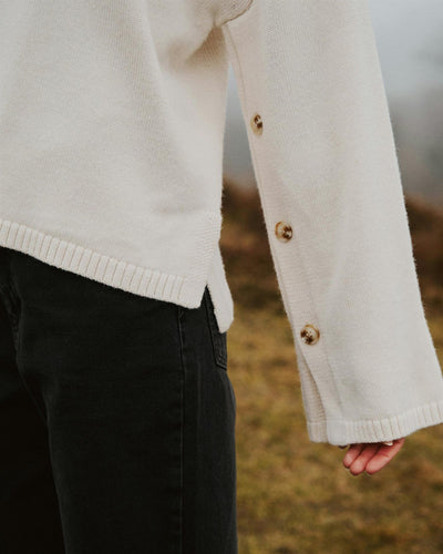 Nello Button Knit Blouse Ivory
