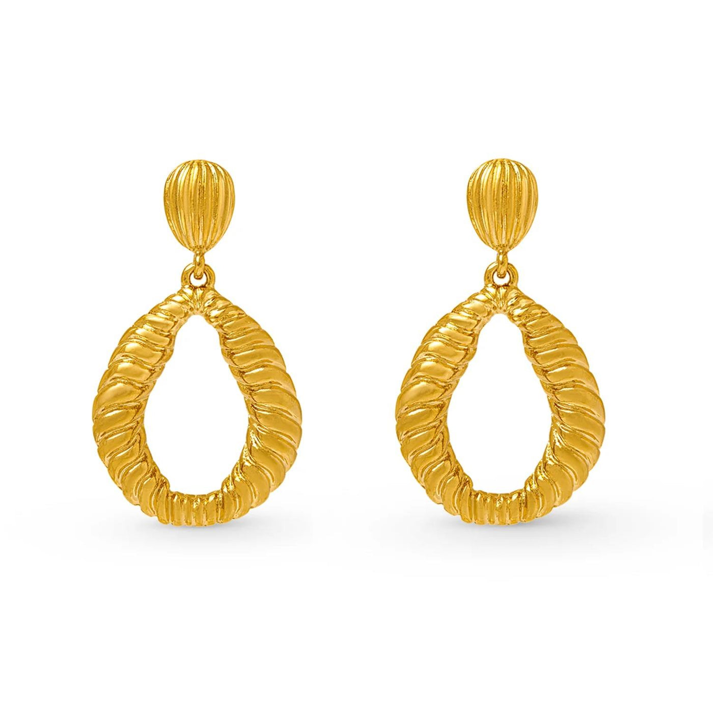 Statement Scallop Open Drop Earrings Gold
