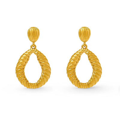 Statement Scallop Open Drop Earrings Gold