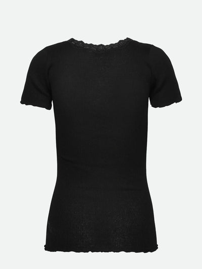 Beatha SS Regular O-neck Lace T-shirt Black