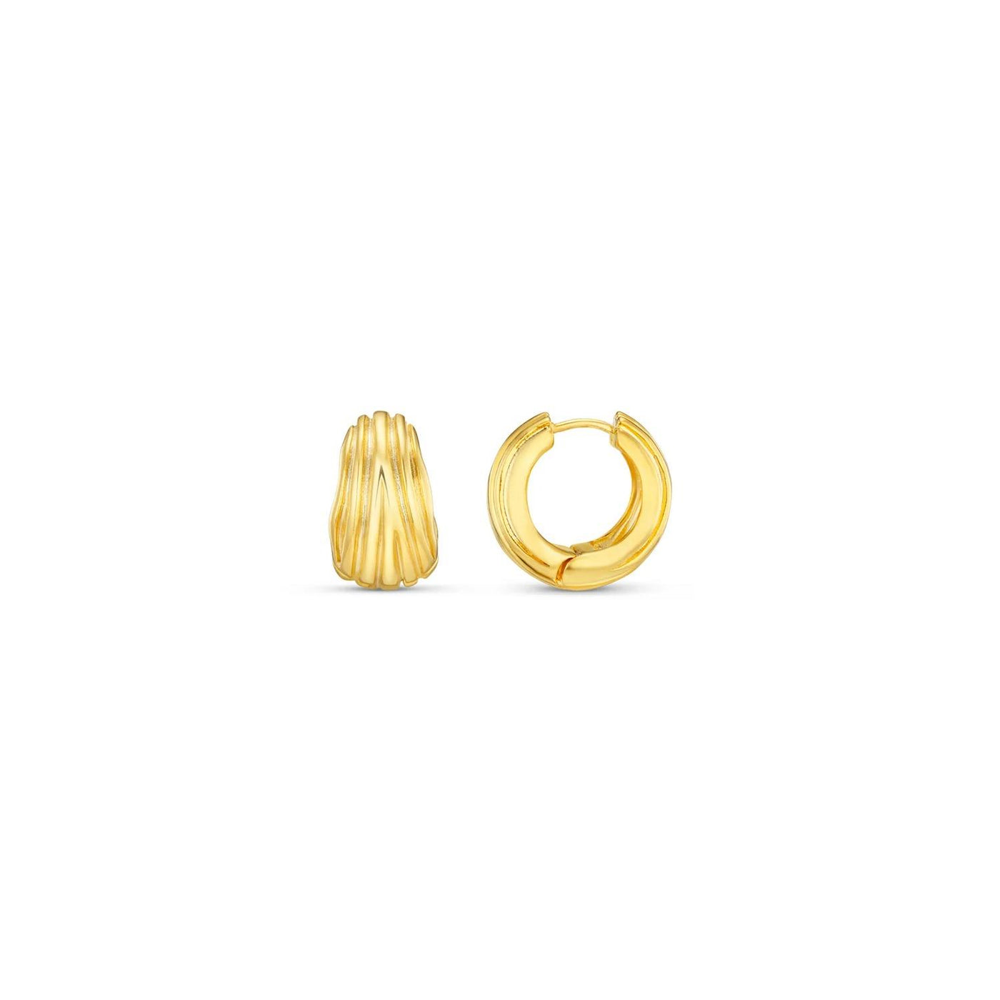Textured Chunky Small Hoops Gold