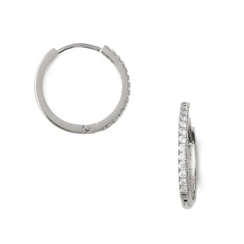 Pavé Huggie Hoops 17mm Earrings Silver