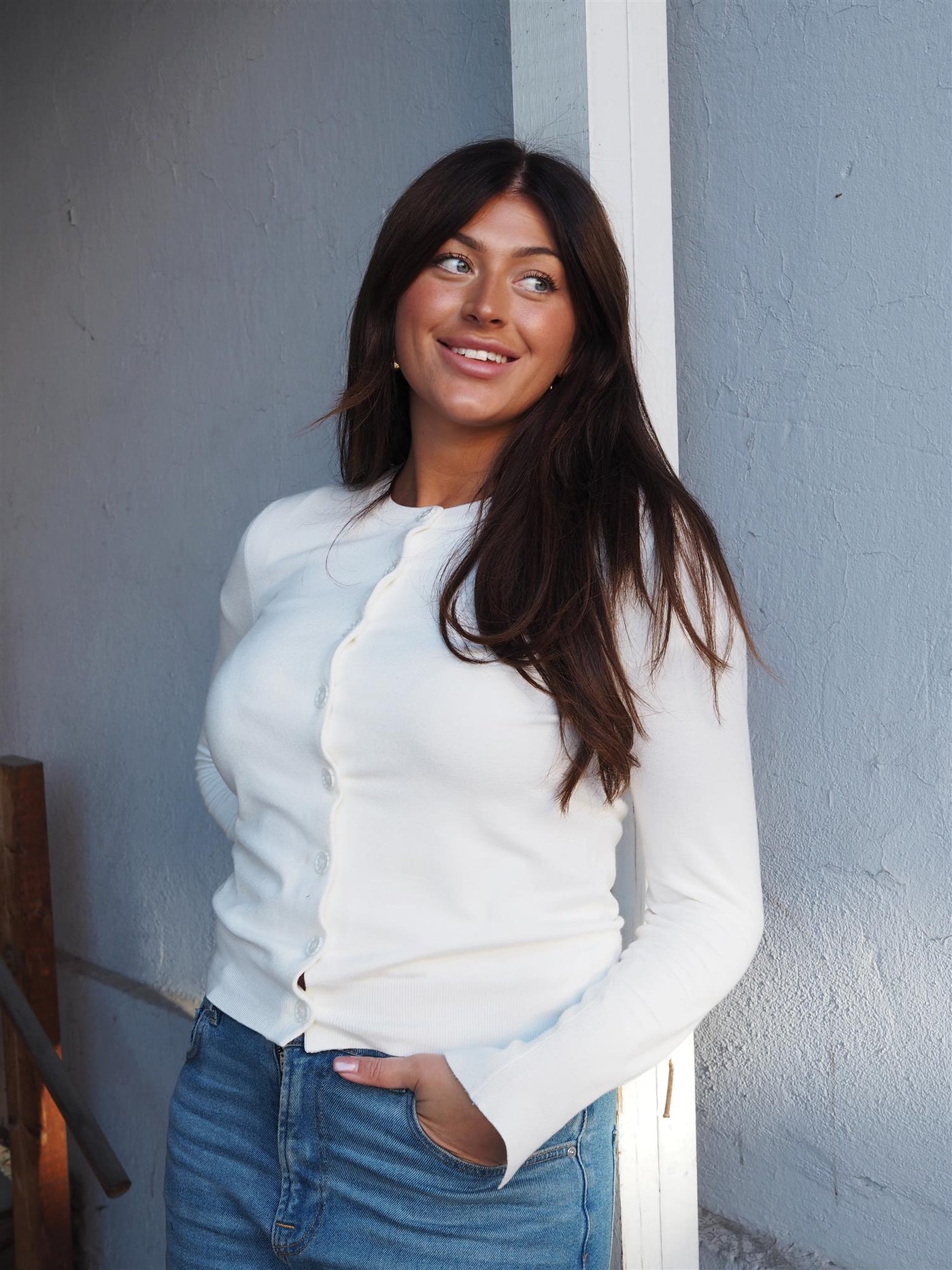 Denise LS Regular Cardigan Cloud dancer