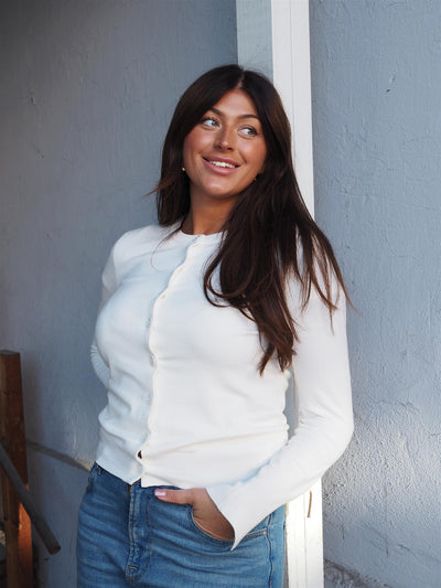 Denise LS Regular Cardigan Cloud dancer