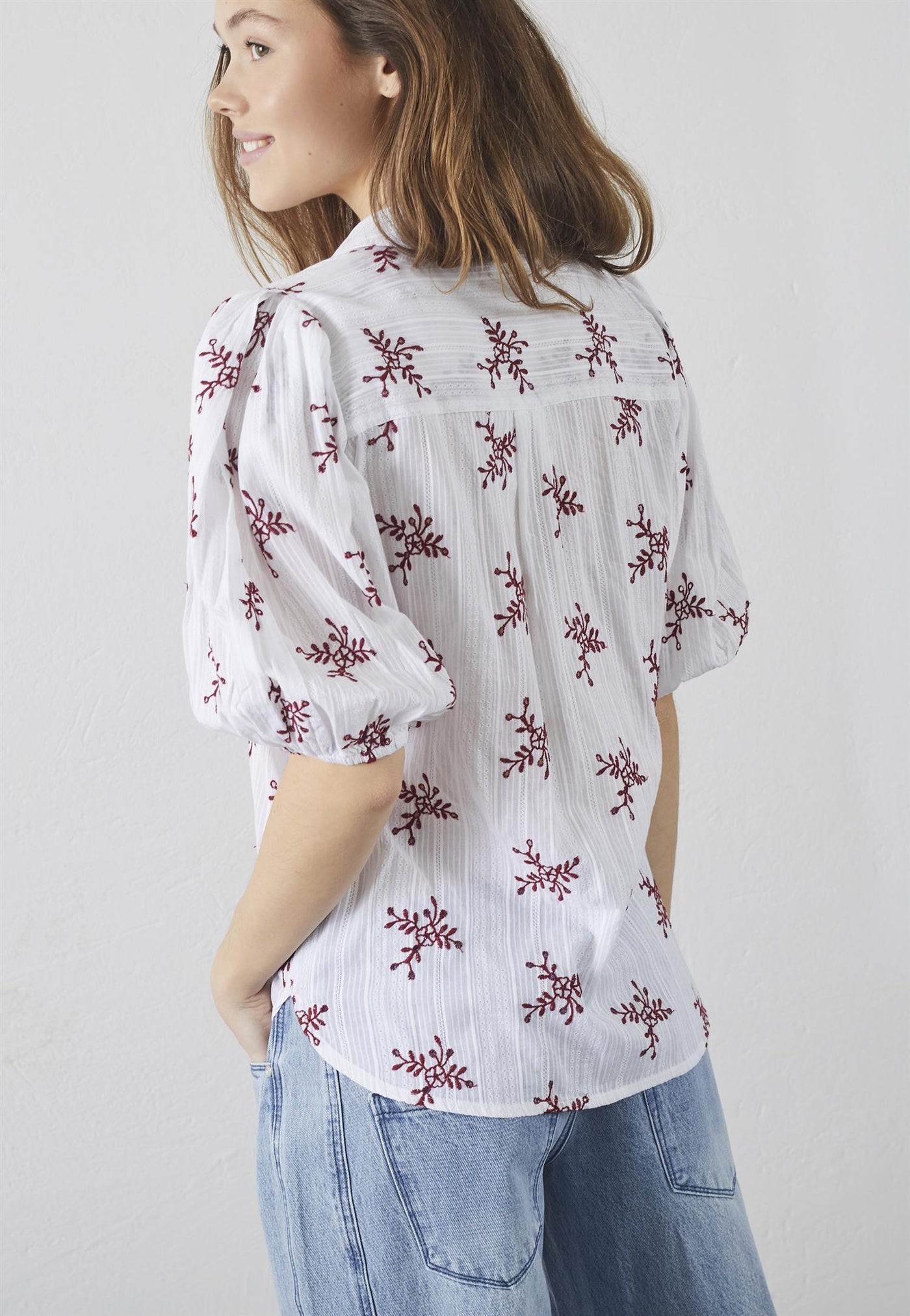 Ella shirt White/Bordeaux