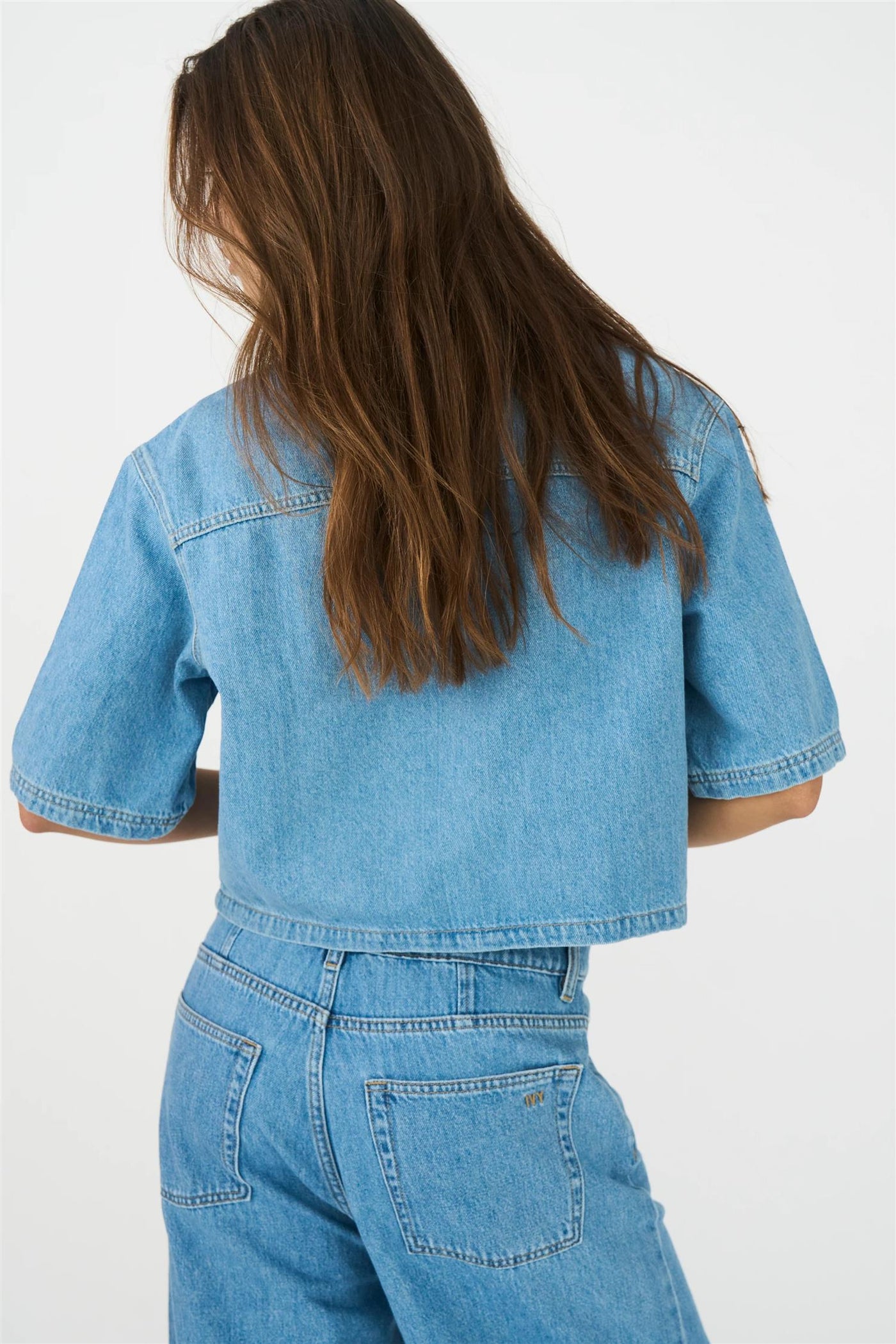 Uta Oversized 2/4 Sleeve Shirt Wash Mid Blue