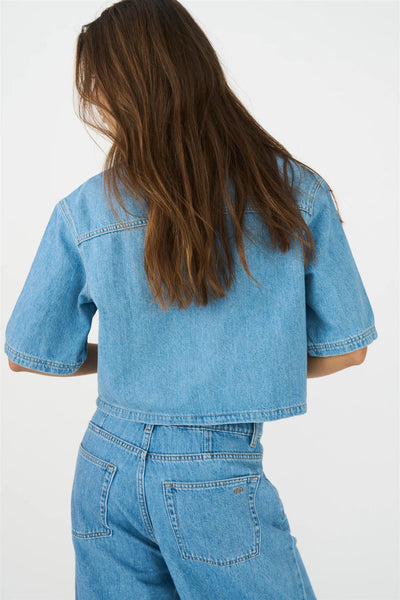 Uta Oversized 2/4 Sleeve Shirt Wash Mid Blue