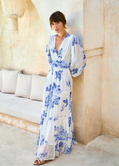 Noor Maxi Dress Floral Blue