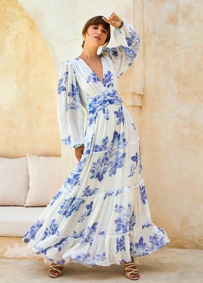 Noor Maxi Dress Floral Blue