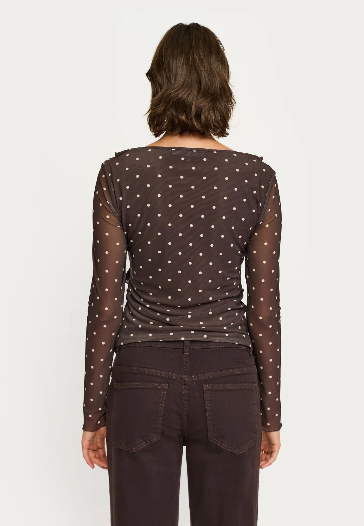 Roselyn Frilled Top Coffee Bean