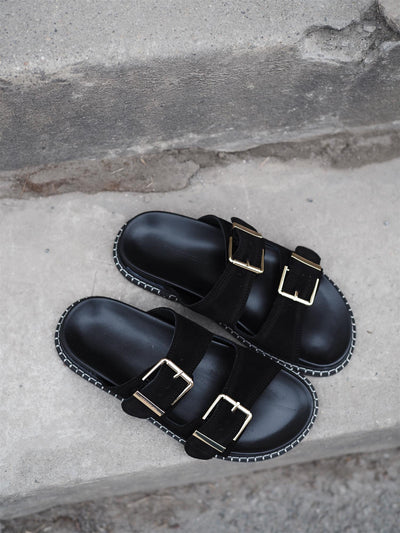 Mary Suede Sandals Black