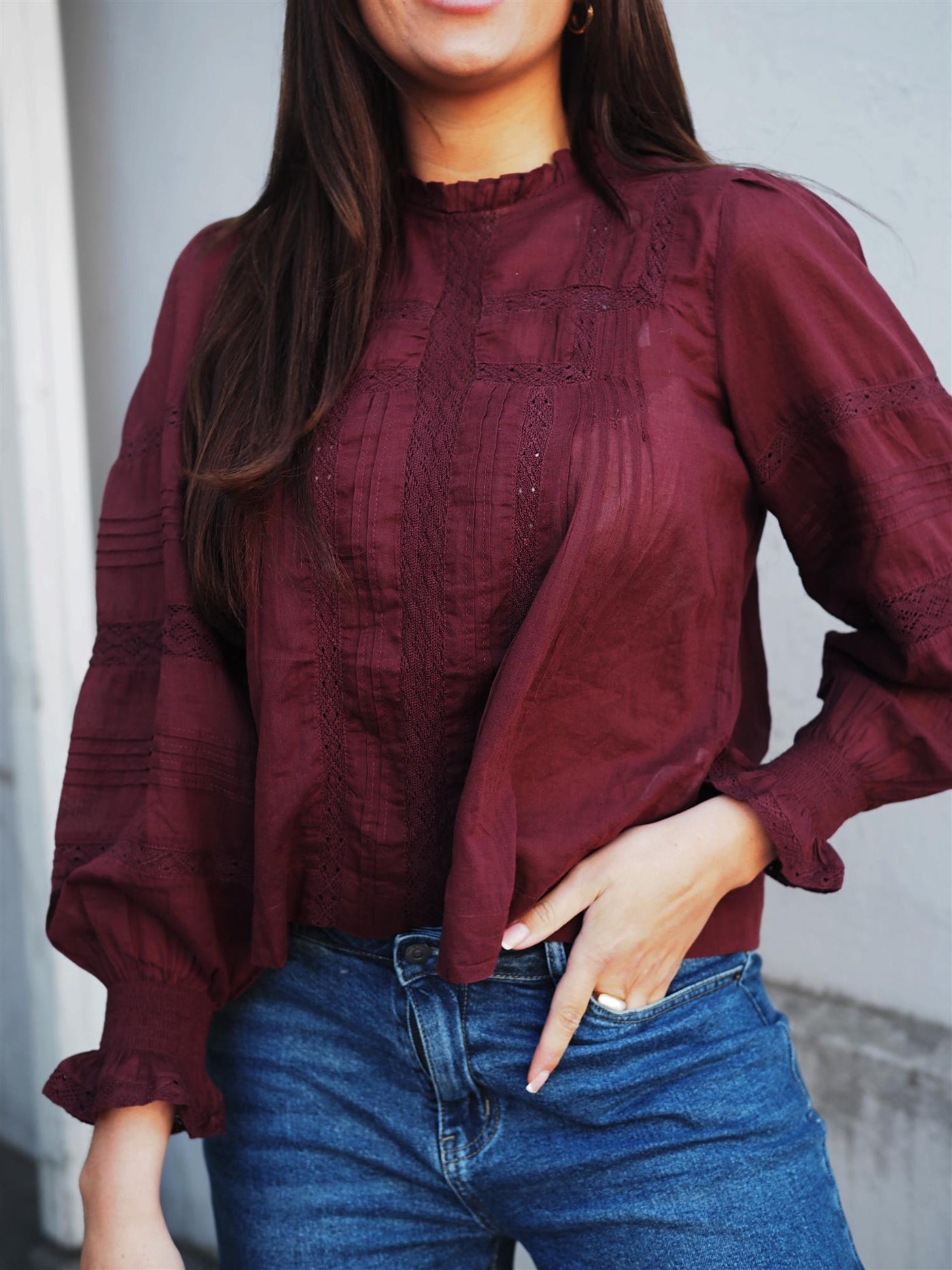 Ebba S Voile Blouse Burgundy