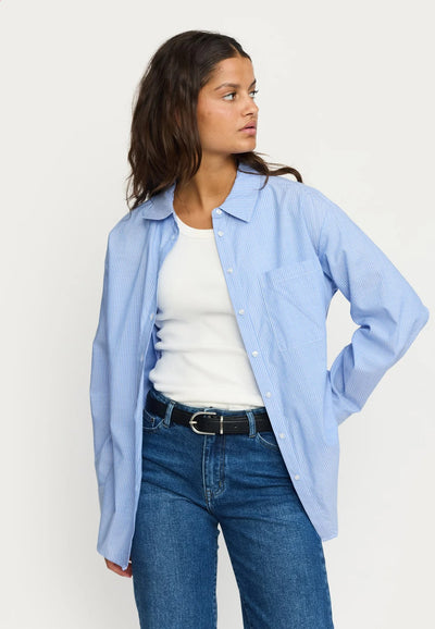 Veronica Striped Shirt Striped Snow White and Ultramarine
