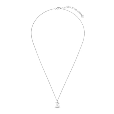 LUXE E Initial Necklace Silver