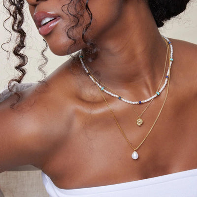 Ammonite Crystal Charm Necklace Gold