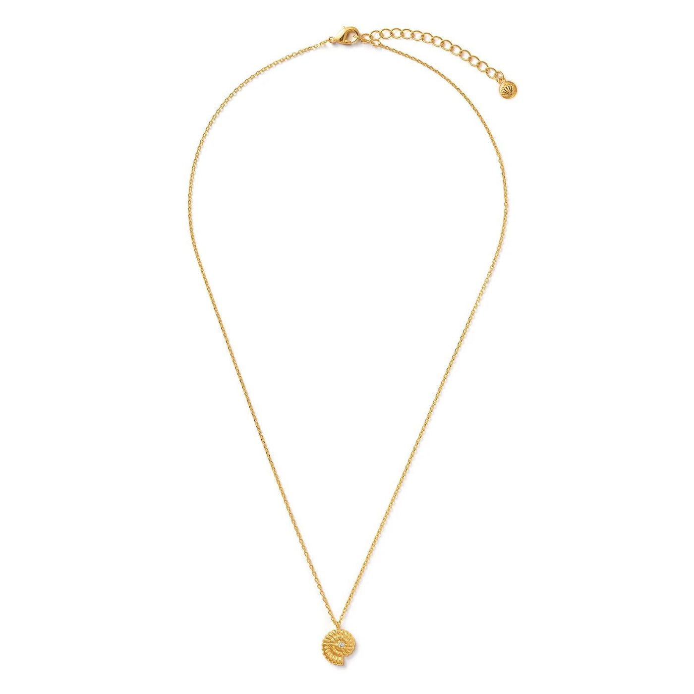 Ammonite Crystal Charm Necklace Gold