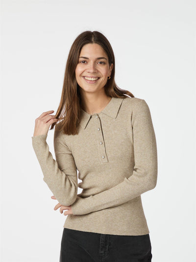 Panama Knit Blouse Beige Melange