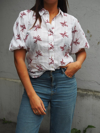 Ella shirt White/Bordeaux