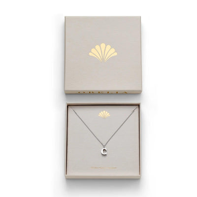 LUXE C Initial Necklace Silver