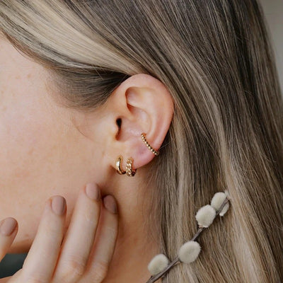 Mini Domed Clean Huggie Hoop Earrings Gold
