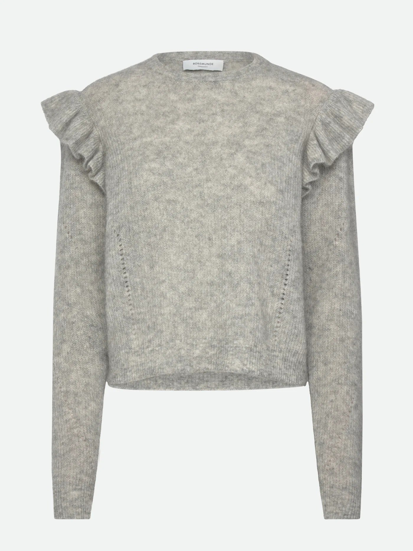 Ida LS Knit O-neck Pullover Light grey melange