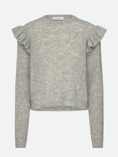 Ida LS Knit O-neck Pullover Light grey melange