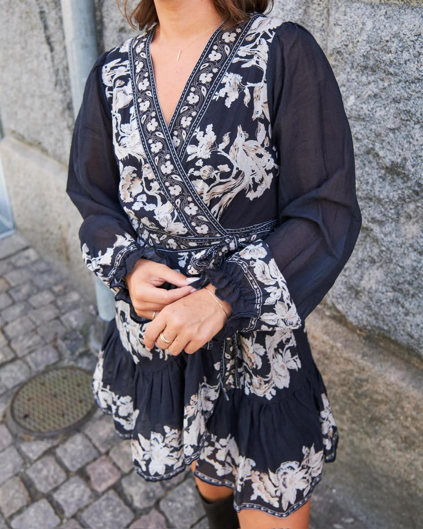 Dorna Printed Voile Dress Navy