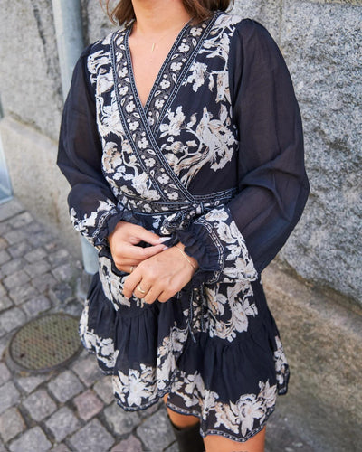 Dorna Printed Voile Dress Navy
