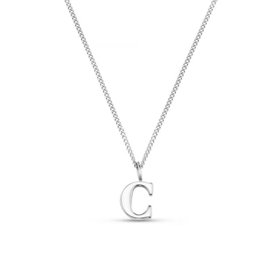 LUXE C Initial Necklace Silver