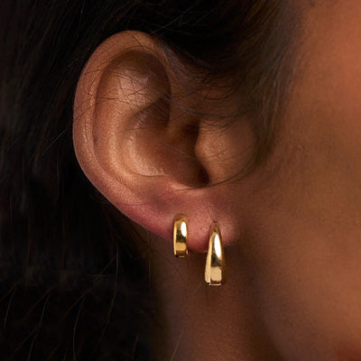 Mini Domed Clean Huggie Hoop Earrings Gold