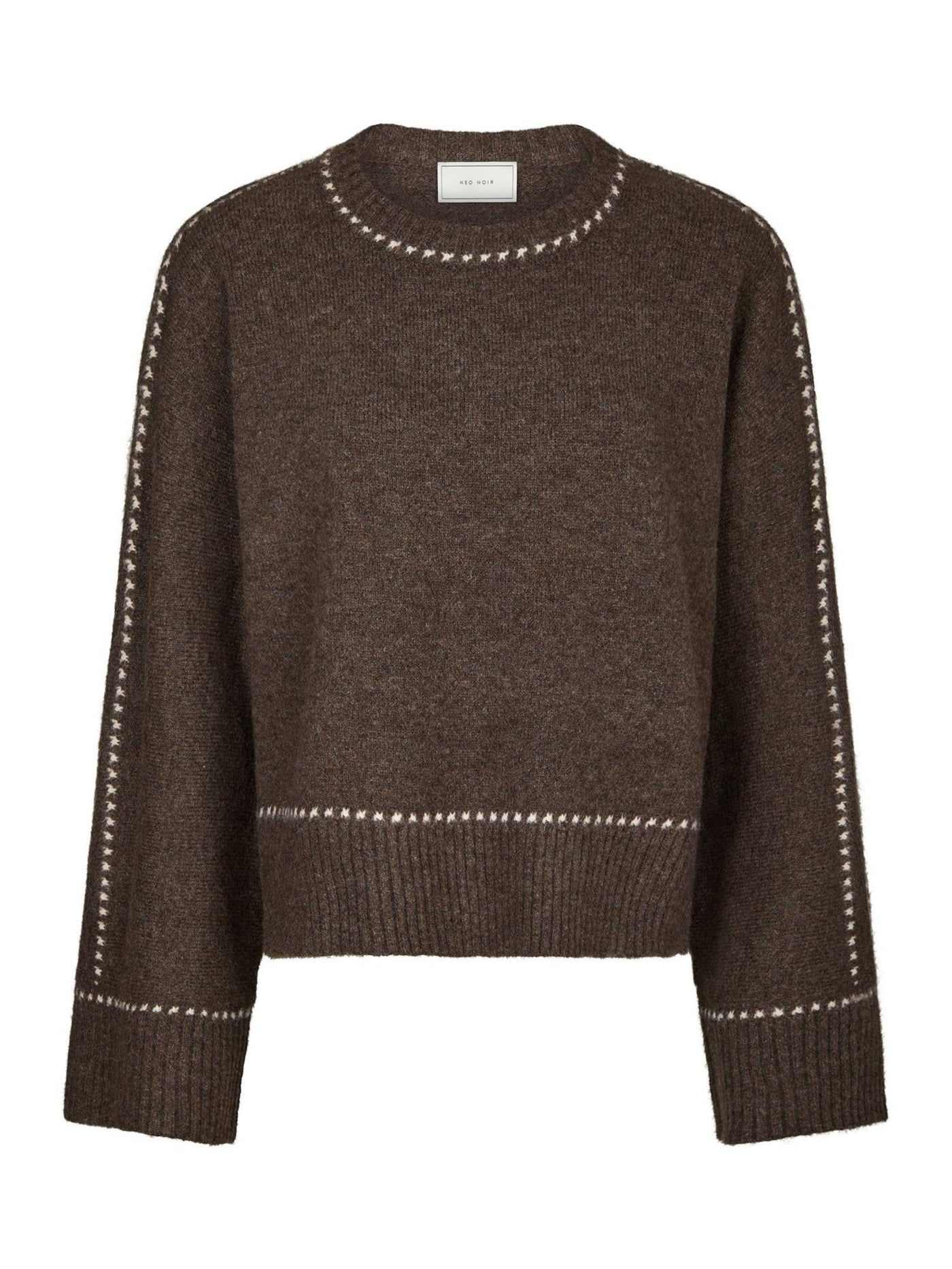 Roeme Knit Stitch Blouse Brown Melange