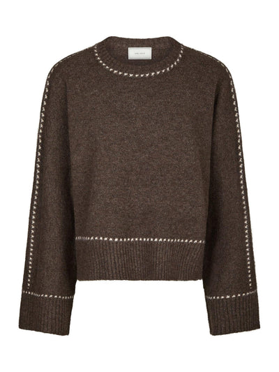 Roeme Knit Stitch Blouse Brown Melange