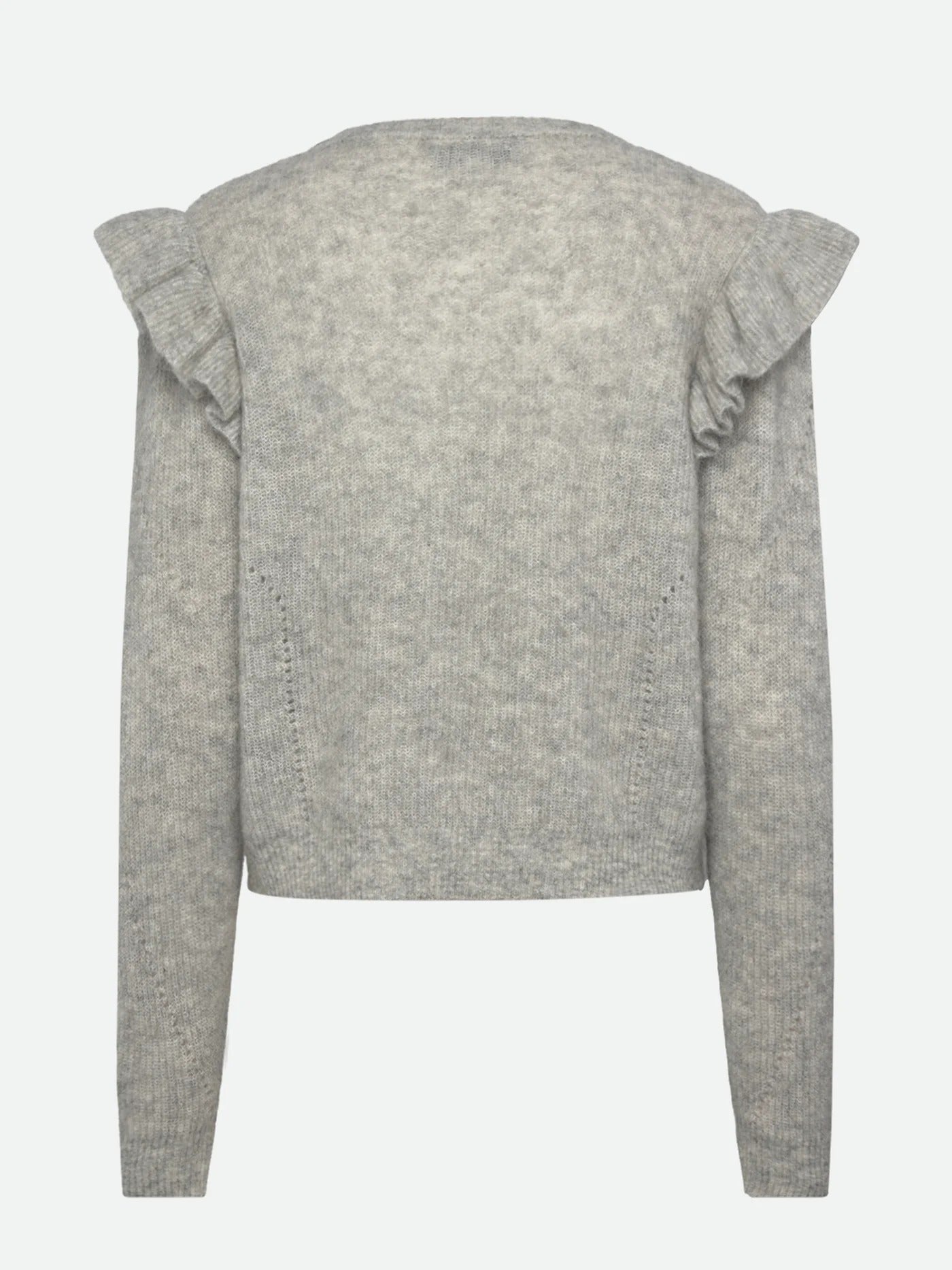 Ida LS Knit O-neck Pullover Light grey melange