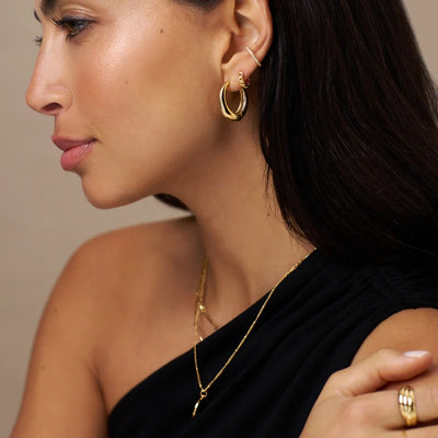 Large Tapered Hoop Earrings Gold