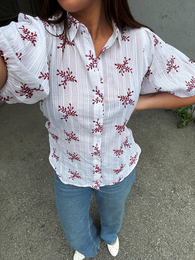 Ella shirt White/Bordeaux