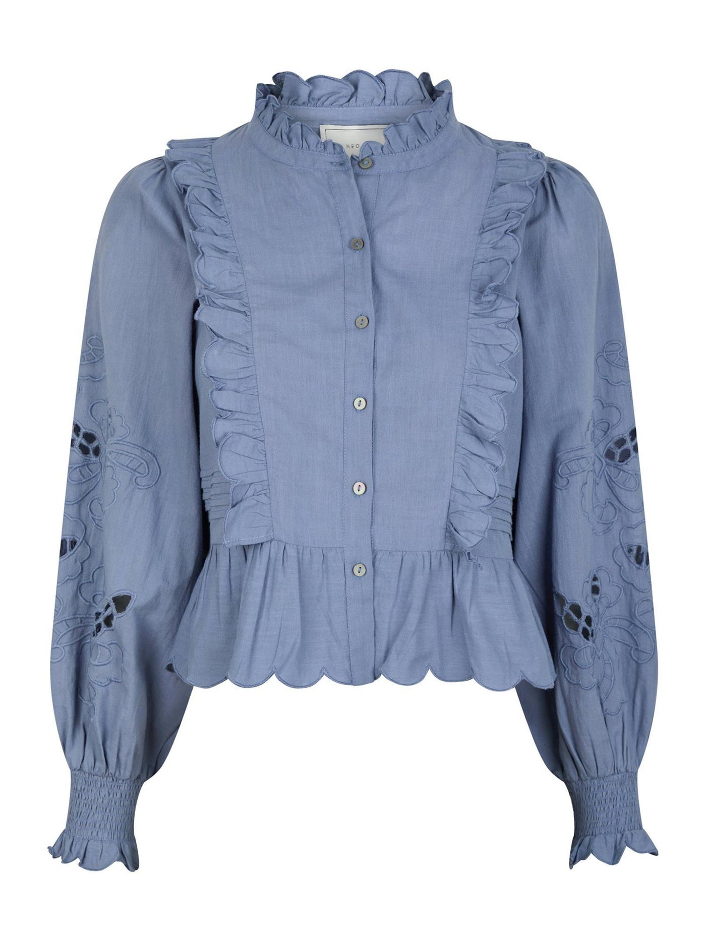 Petrine Embroidery Blouse Dusty Blue