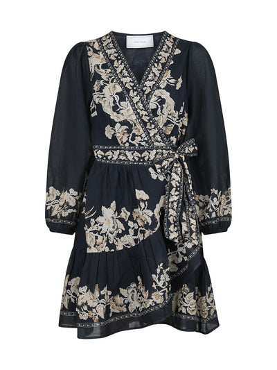 Dorna Printed Voile Dress Navy