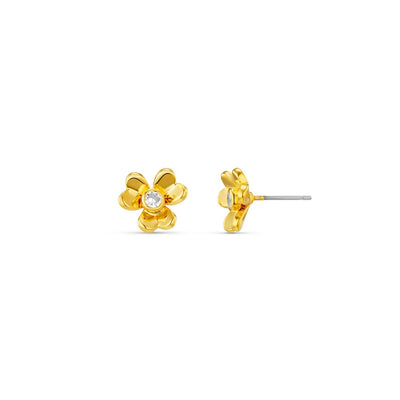 Floral Clover Stud Earrings Gold