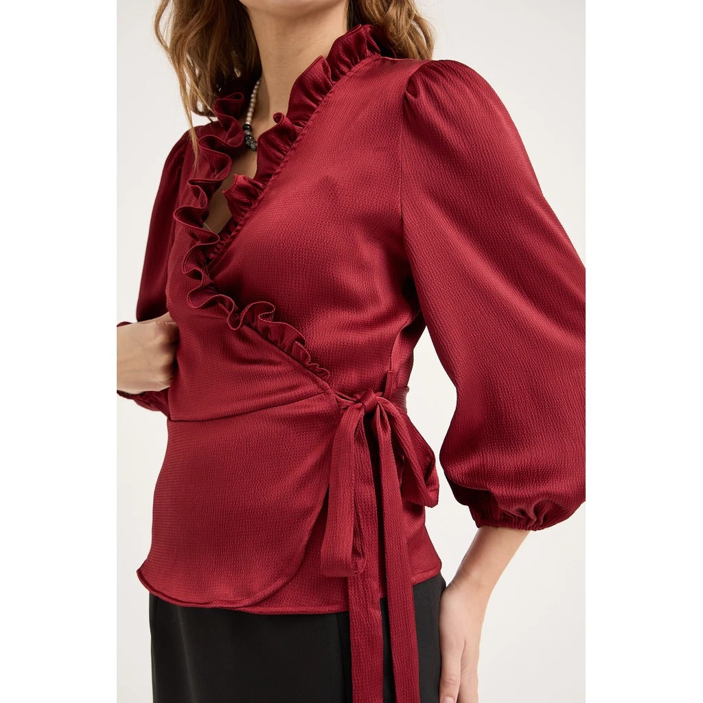 Peony 3/4 Sleeve Blouse Bordeaux