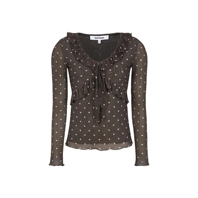 Roselyn Frilled Top Coffee Bean