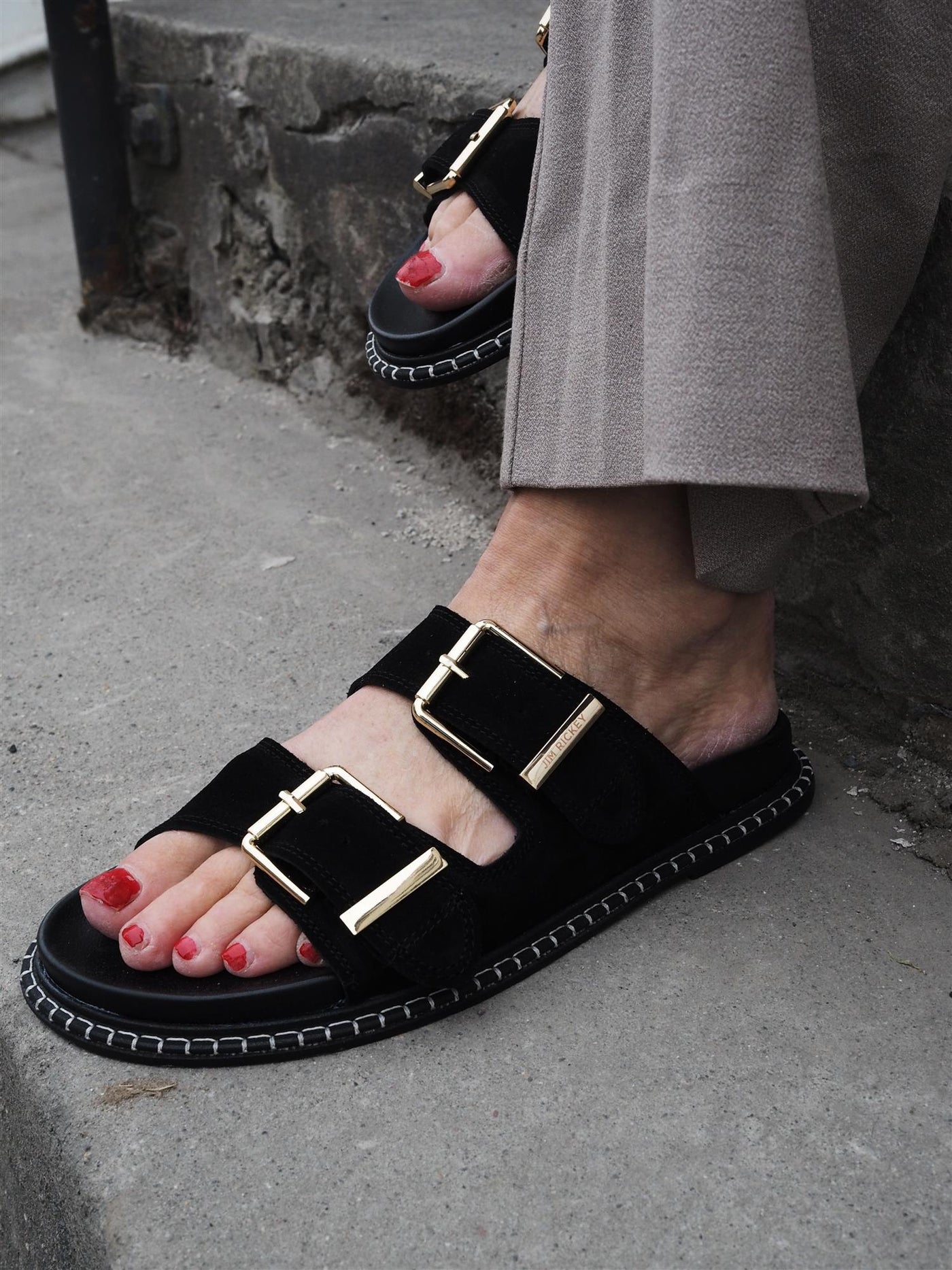 Mary Suede Sandals Black