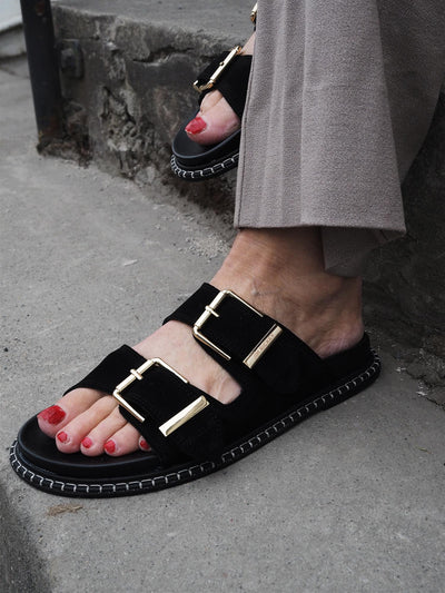 Mary Suede Sandals Black