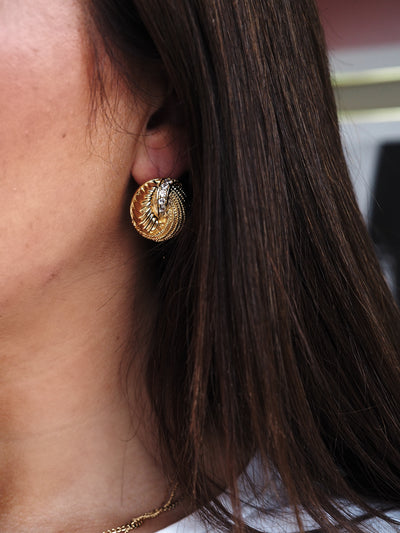 Crystal wooven earrings gold