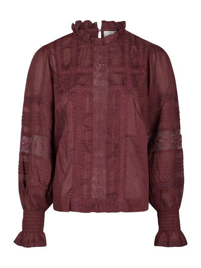 Ebba S Voile Blouse Burgundy